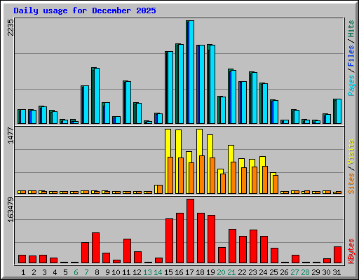 Daily usage for December 2025
